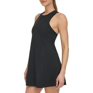 DKNY Sport Balance Compression Tennis Dress Black Racerback Built In Bra Large